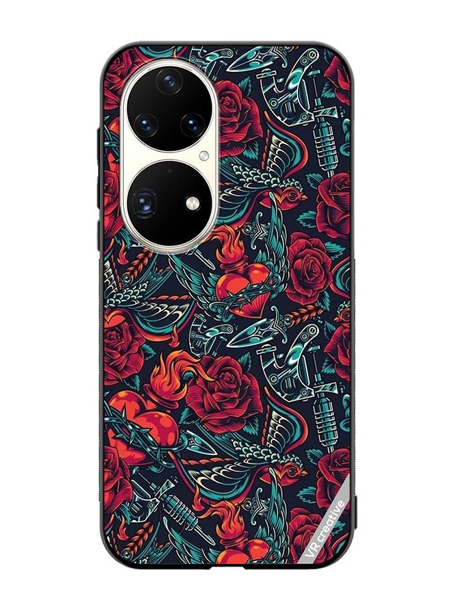 VR CREATIVE Protective Case Cover For Huawei P50 Pro Flower Design Multicolour - Image 1