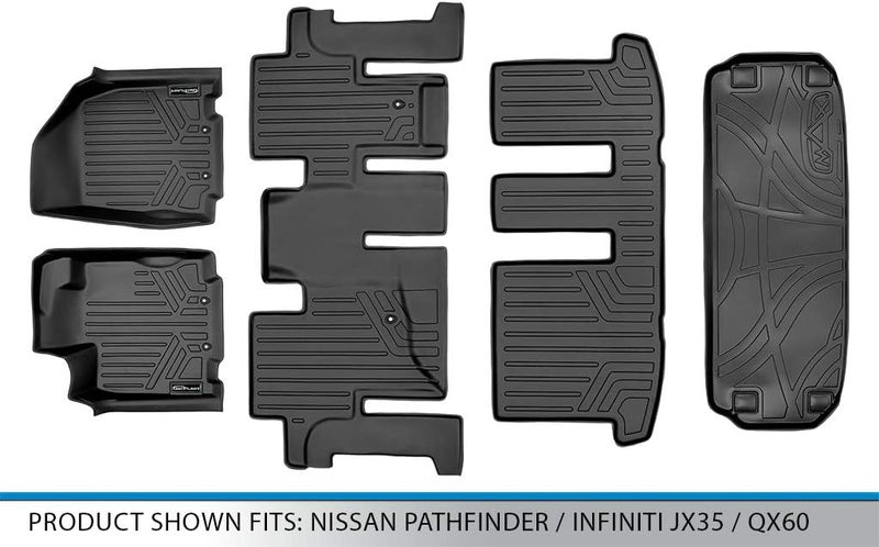 SMARTLINER 3 Rows Floor Mats and Cargo Liner Set for 2013-2020 Pathfinder / 2013 JX35 / 2014-2020 QX60 - Black - Image 5