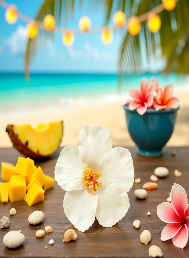SelHeng White Hawaiian Flower Hair Clips for Women, Hibiscus Hair Clip Plumeria Hair Barrettes Beach Party Hair Clips 3.94in Artificial Flower Clips for Vacation Party Beach Accessories - Image 3