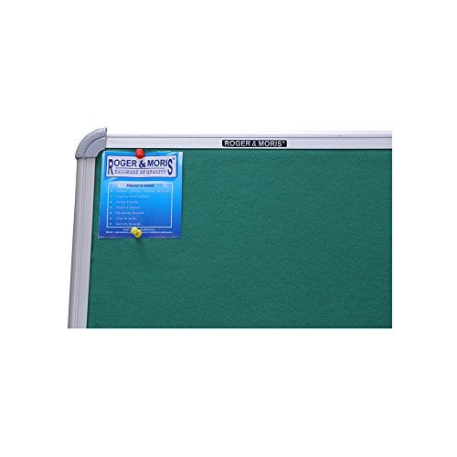 Roger & Moris Premium Notice Board - Anodized Aluminium Frame, Foam Cushioned Fabric and ABS Plastic Corners for Home, Office, School and Kids (Green, Size : 2 feet X 1.5 feet) - Image 2