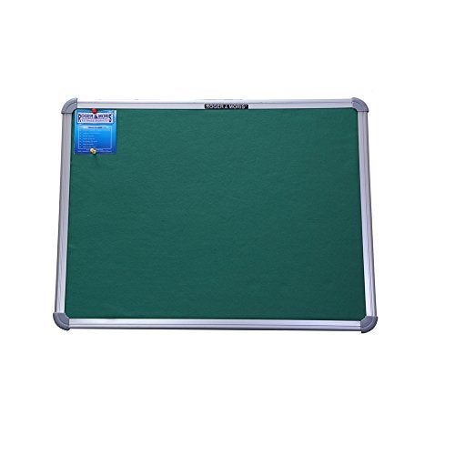 Roger & Moris Premium Notice Board - Anodized Aluminium Frame, Foam Cushioned Fabric and ABS Plastic Corners for Home, Office, School and Kids (Green, Size : 2 feet X 1.5 feet) - Image 1