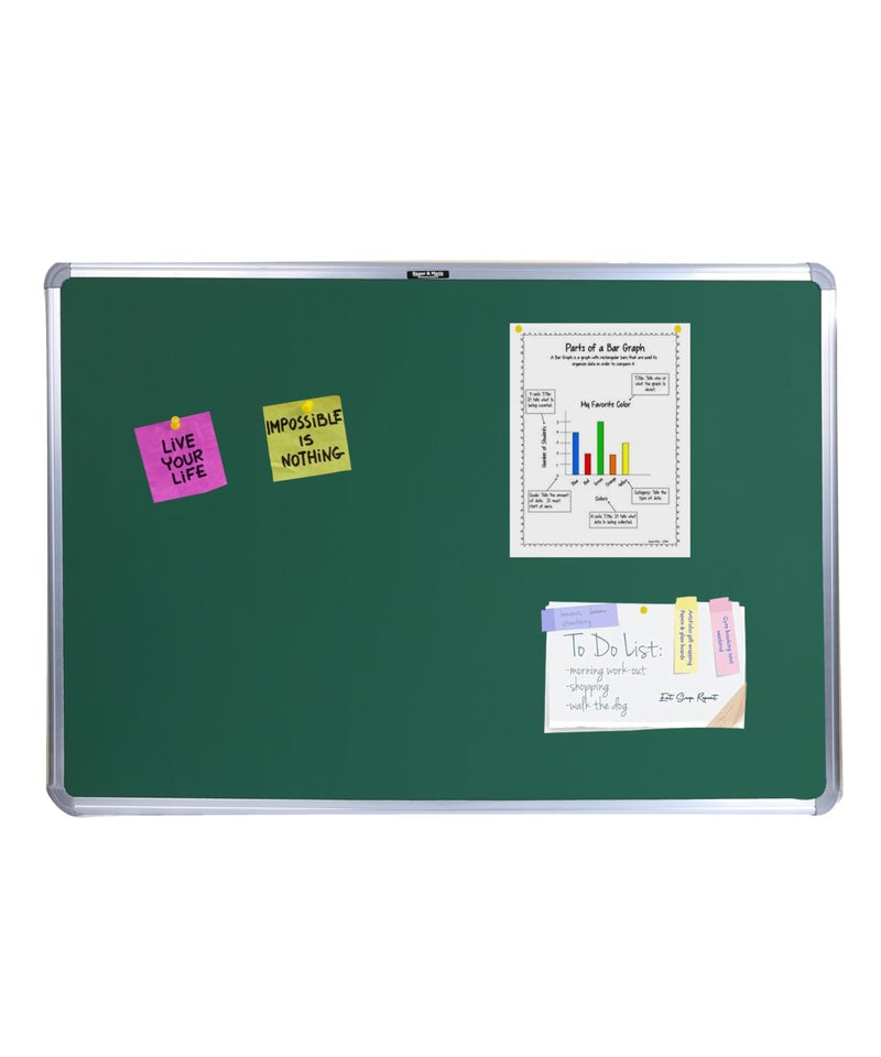 Roger & Moris Premium Notice Board - Anodized Aluminium Frame, Foam Cushioned Fabric and ABS Plastic Corners for Home, Office, School and Kids (Green, Size : 2 feet X 1.5 feet) - Image 5
