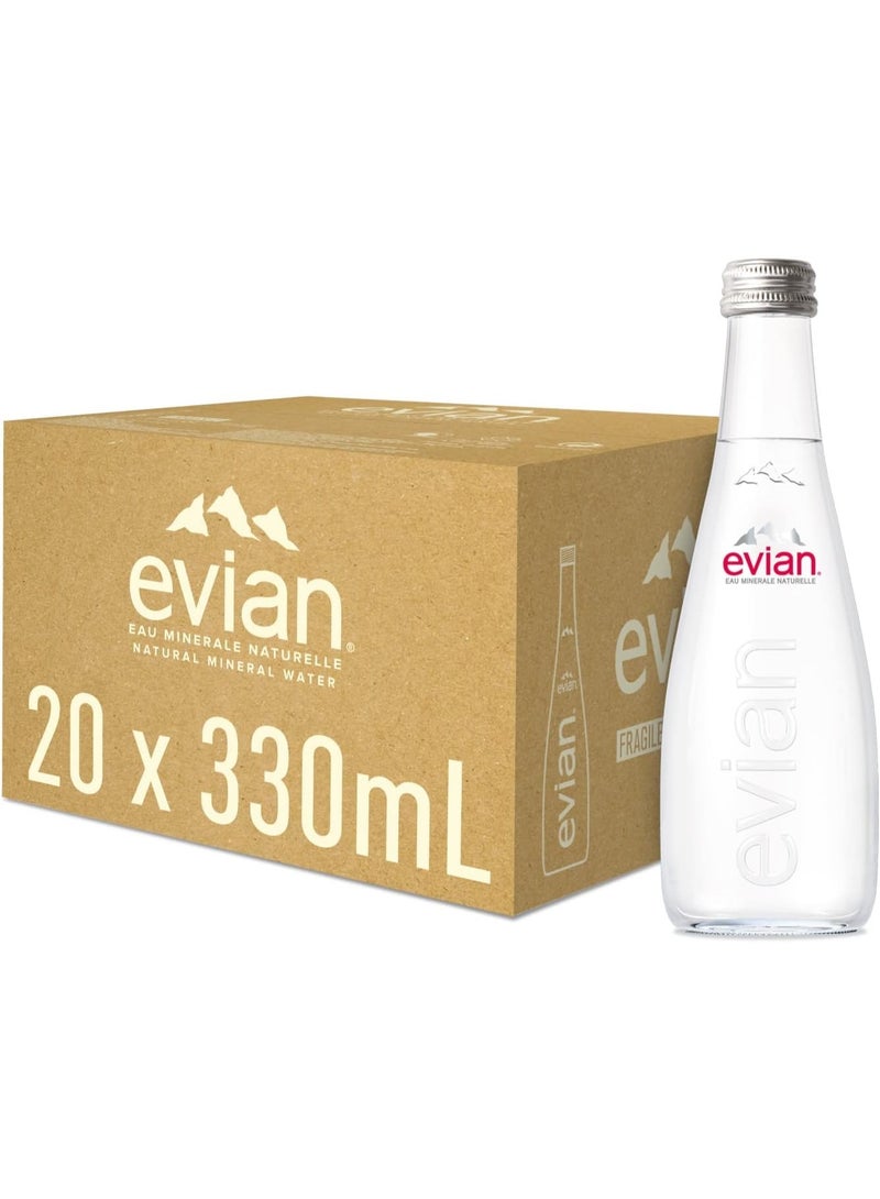 Evian Natural Mineral Water Still 330ml Glass Bottles × 20 Pices - Image 1