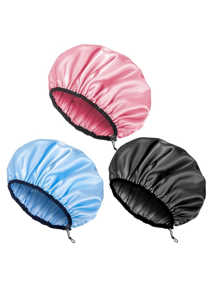 ORiTi Shower Cap for Women, Adjustable Reusable, Extra Large  Hair Cap for All Hair lengths, 3 Colors  - Image 1