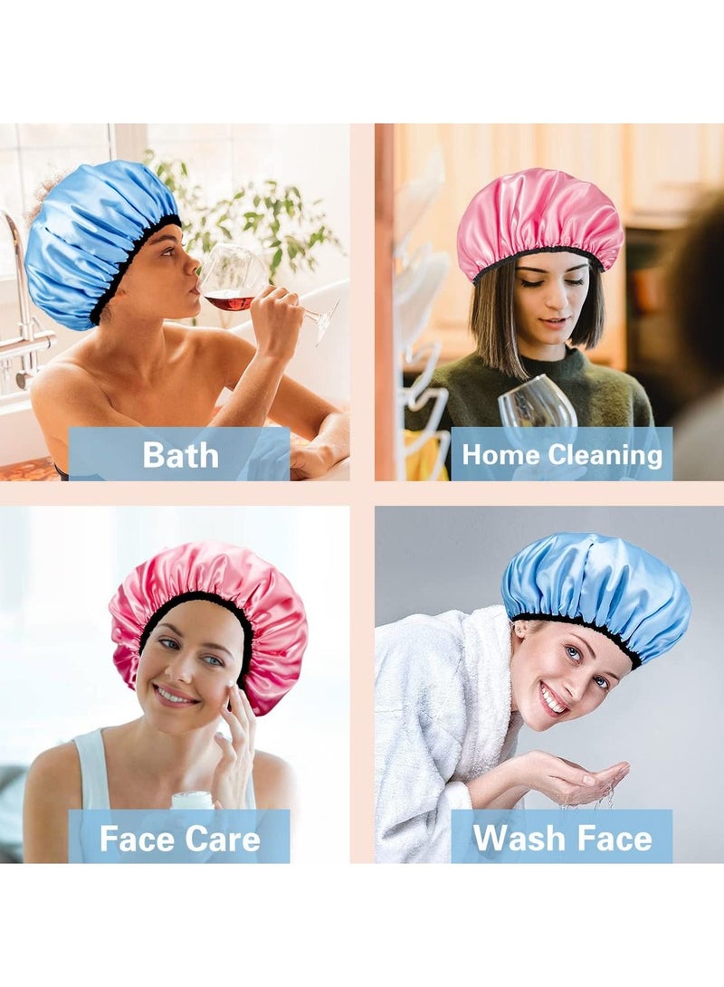 ORiTi Shower Cap for Women, Adjustable Reusable, Extra Large  Hair Cap for All Hair lengths, 3 Colors  - Image 5