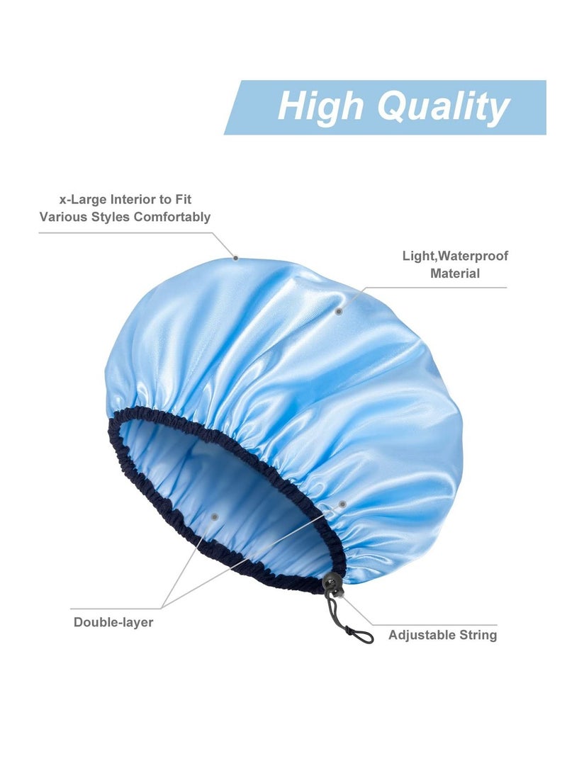 ORiTi Shower Cap for Women, Adjustable Reusable, Extra Large  Hair Cap for All Hair lengths, 3 Colors  - Image 4