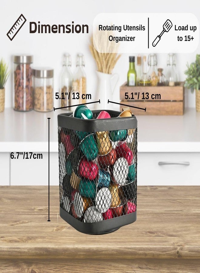 IBERG Rotating Coffee Pod Basket, 360° Spinning Mesh Metal Organizer for Coffee Station & Kitchen Counter (Black Square) - Image 4
