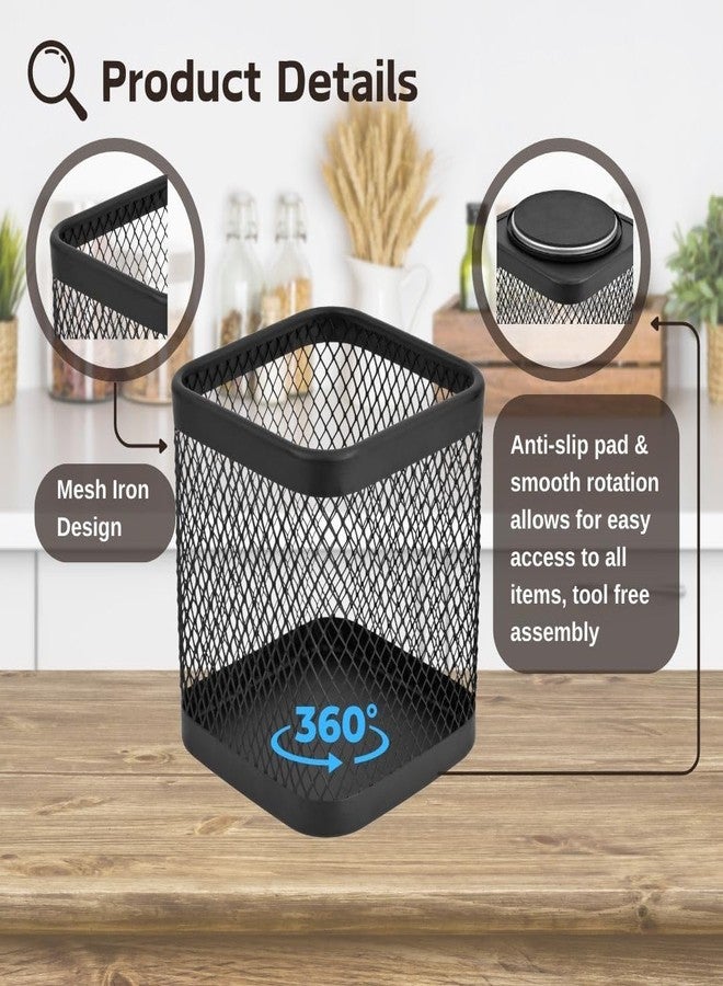 IBERG Rotating Coffee Pod Basket, 360° Spinning Mesh Metal Organizer for Coffee Station & Kitchen Counter (Black Square) - Image 2