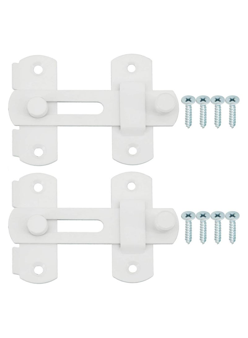 Stainless Steel Flip Latch Gate Latches Bar Latch Safety Door Lock, Hasp Lock Sliding for Window Cabinet Room Accessorries,Brushed Finish（WHITE*2） - Image 1