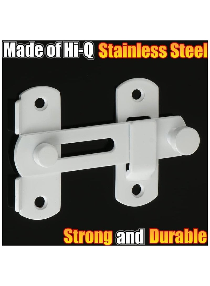 Stainless Steel Flip Latch Gate Latches Bar Latch Safety Door Lock, Hasp Lock Sliding for Window Cabinet Room Accessorries,Brushed Finish（WHITE*2） - Image 2