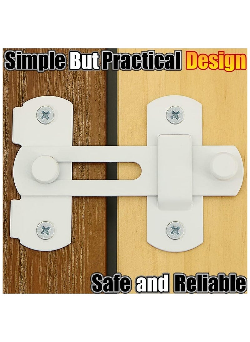 Stainless Steel Flip Latch Gate Latches Bar Latch Safety Door Lock, Hasp Lock Sliding for Window Cabinet Room Accessorries,Brushed Finish（WHITE*2） - Image 4