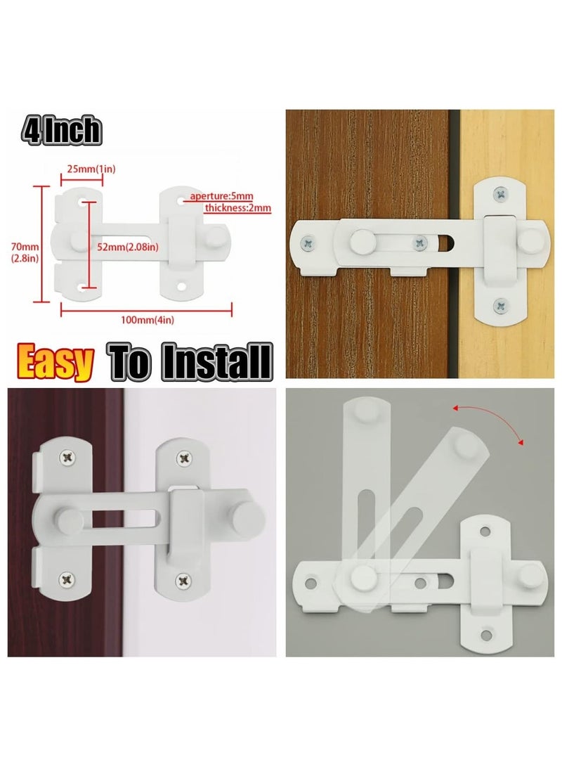 Stainless Steel Flip Latch Gate Latches Bar Latch Safety Door Lock, Hasp Lock Sliding for Window Cabinet Room Accessorries,Brushed Finish（WHITE*2） - Image 5