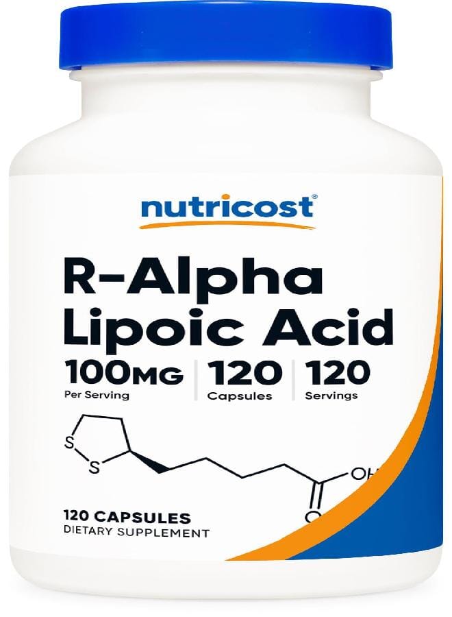 Nutricost R-Alpha Lipoic Acid 100mg, 120 Capsules - Veggie Capsules, Non-GMO, Gluten Free - Image 1
