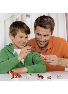 Sienon 8Pcs Fox Toy Figures Arctic Fox And Red Foxes Figurines Set Fox Family Forest Animals Figures Woodland Animal Figurines Miniature Fox Animals Toys Cake Topper For Woodland Theme Birthday Party  - Image 4