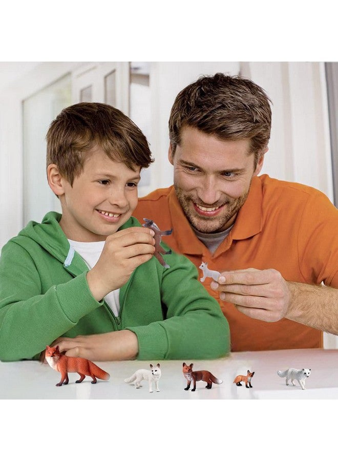 Sienon 8Pcs Fox Toy Figures Arctic Fox And Red Foxes Figurines Set Fox Family Forest Animals Figures Woodland Animal Figurines Miniature Fox Animals Toys Cake Topper For Woodland Theme Birthday Party - Image 4