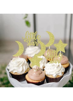 Confetti Confetti! 24 PCS Little Star Cupcake Toppers with Moon Gold Glitter Star Cupcake Picks Baby Shower Kids Birthday Party Cake Decorations Supplies  - Image 5