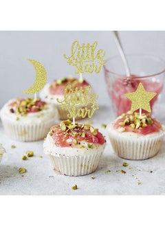 Confetti Confetti! 24 PCS Little Star Cupcake Toppers with Moon Gold Glitter Star Cupcake Picks Baby Shower Kids Birthday Party Cake Decorations Supplies  - Image 4