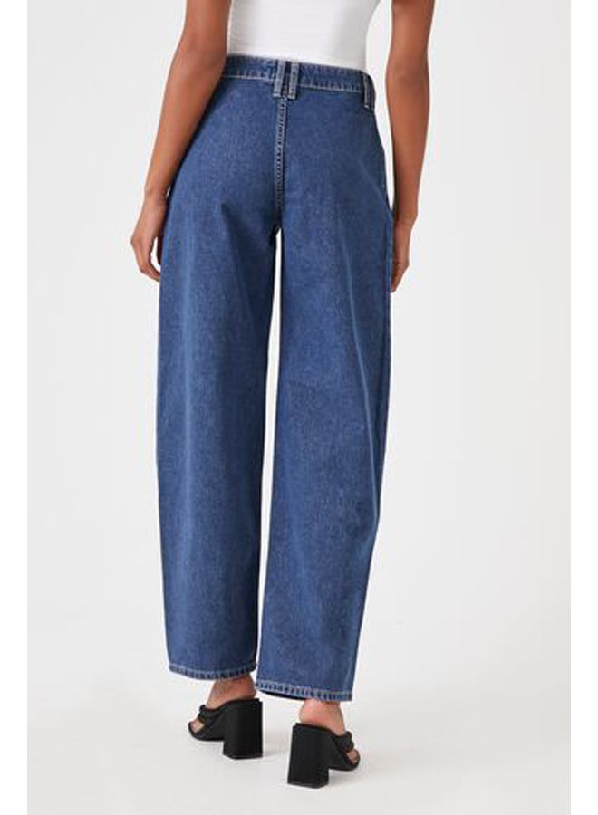 FOREVER 21 Recycled Cotton Pleated Wide-Leg Jeans - Image 3
