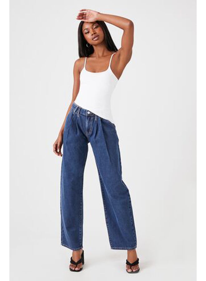 FOREVER 21 Recycled Cotton Pleated Wide-Leg Jeans - Image 5