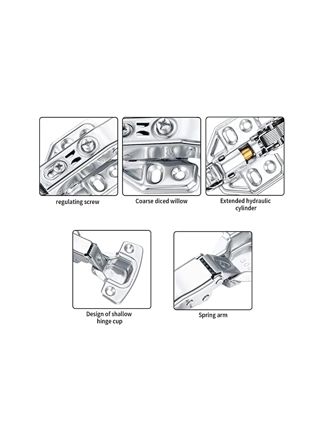 S-TOP 4 Pcs Kitchen Units Door Hinges, Soft Close Cupboard Wardrobe Door Hinges, Folding Doors Hinge with Screws, Full Overlay Mute Cabinet Hinges - Image 2