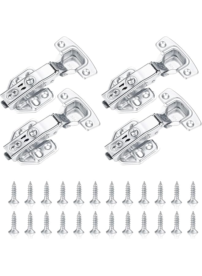 S-TOP 4 Pcs Kitchen Units Door Hinges, Soft Close Cupboard Wardrobe Door Hinges, Folding Doors Hinge with Screws, Full Overlay Mute Cabinet Hinges - Image 1