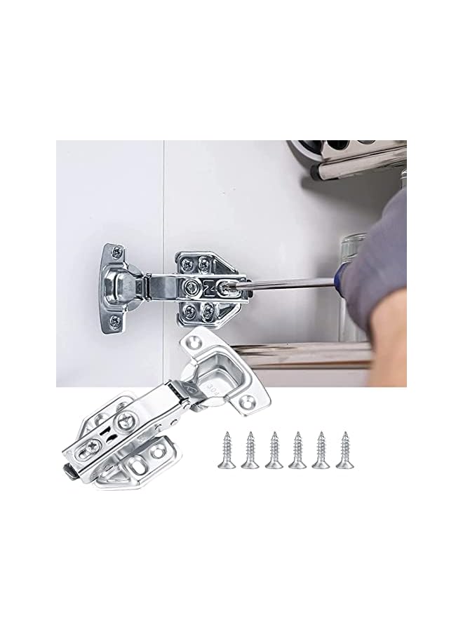 S-TOP 4 Pcs Kitchen Units Door Hinges, Soft Close Cupboard Wardrobe Door Hinges, Folding Doors Hinge with Screws, Full Overlay Mute Cabinet Hinges - Image 3