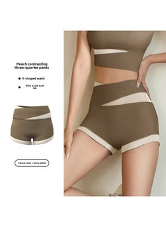 Generic Juyitang short contrast color sports suit thin yoga clothes fashionable beauty back sports fitness clothes quick-drying clothes for women Cocoa shorts 