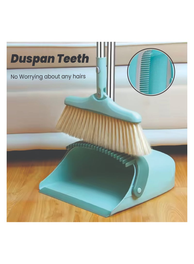 Dust Pan and Broom Set - Four Layers Enhanced Bristles, Foldable Design, Lightweight and Sturdy, Ideal for Home and Office Cleaning  - Image 2
