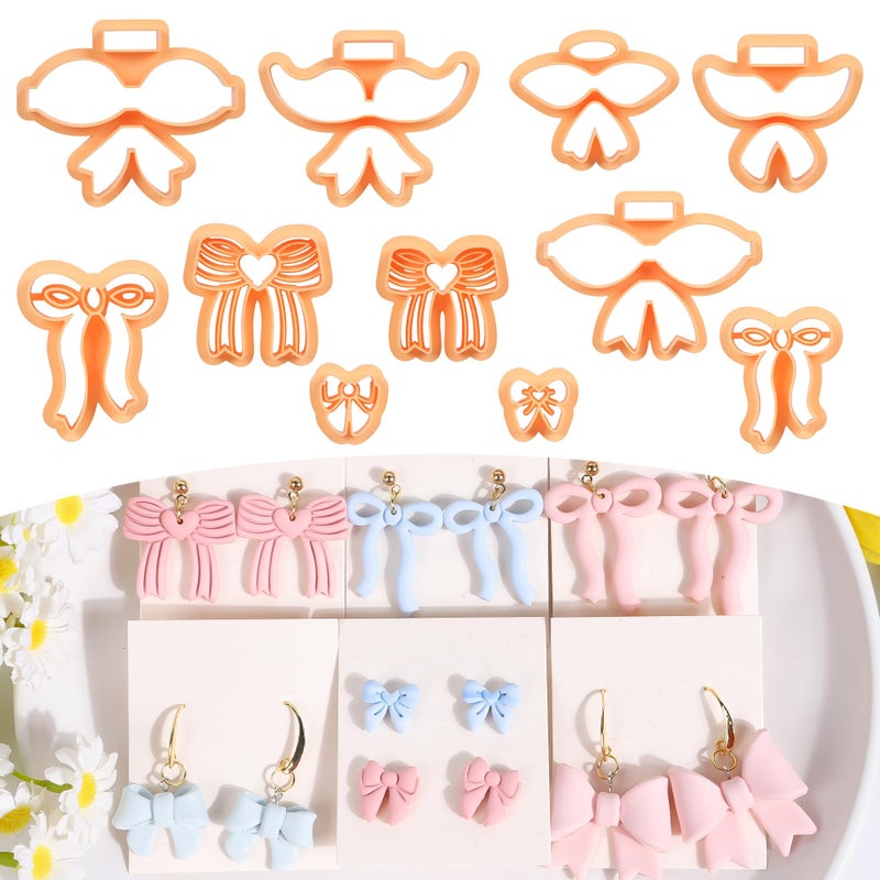 Puocaon Bow Polymer Clay Cutters 11 Pcs Bowtie Conquette Clay Earrings Making Kit Cute Bow Stud Cutters for Polymeric Jewelry Design