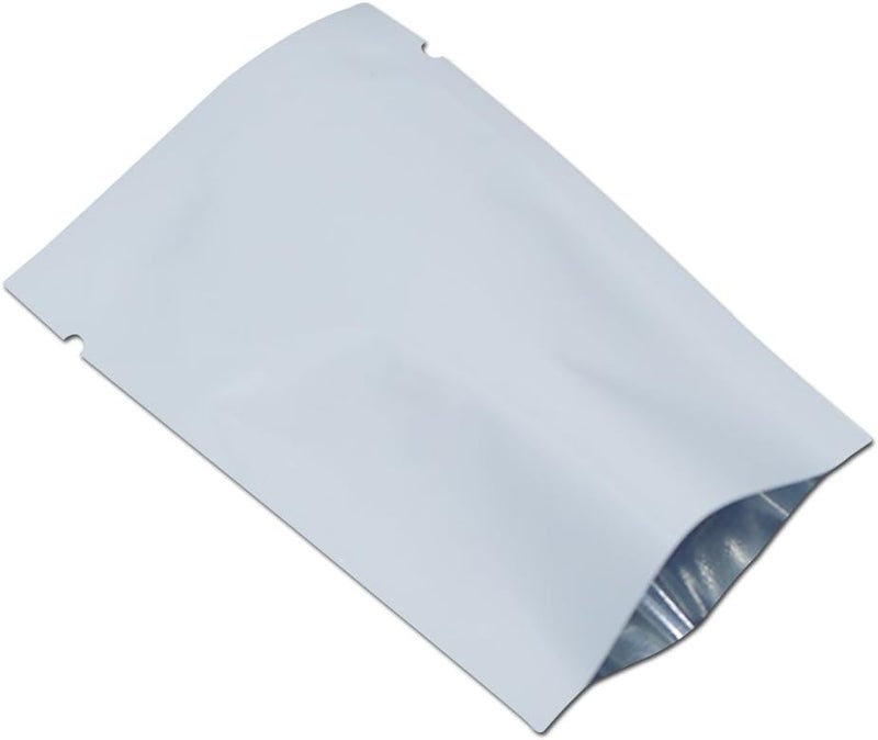 WACCOMT Pack 100PCS 6 x 9 cm (2.4 x 3.5 inch) White Mylar Foil Open Top Bags Vacuum Heat Sealable Foil Bag Food Storage Pouches for Sample Metallic Aluminum Foil Pouch Heat Seal - Image 1