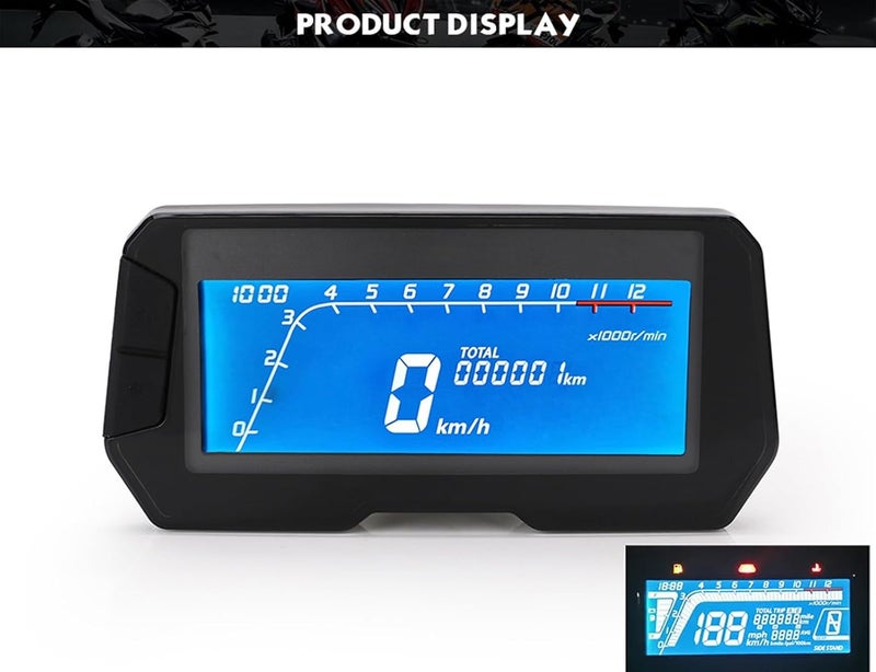 DEMULAX 12000RPM Universal Motorcycle LCD Speedometer - Image 4