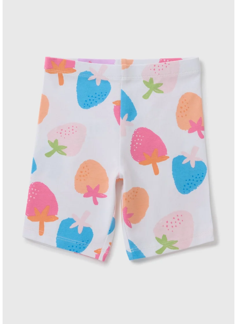 Matalan Girls White Strawberry Cycling Shorts