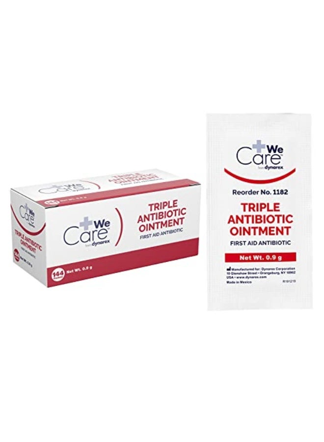 Dynarex Triple Antibiotic Ointment Used for Minor Wounds such as Cuts Scrapes and Burns SingleUse First Aid Ointment 09g Foil Packets 1 Box of 144 Triple Antibiotic Packets - Image 1