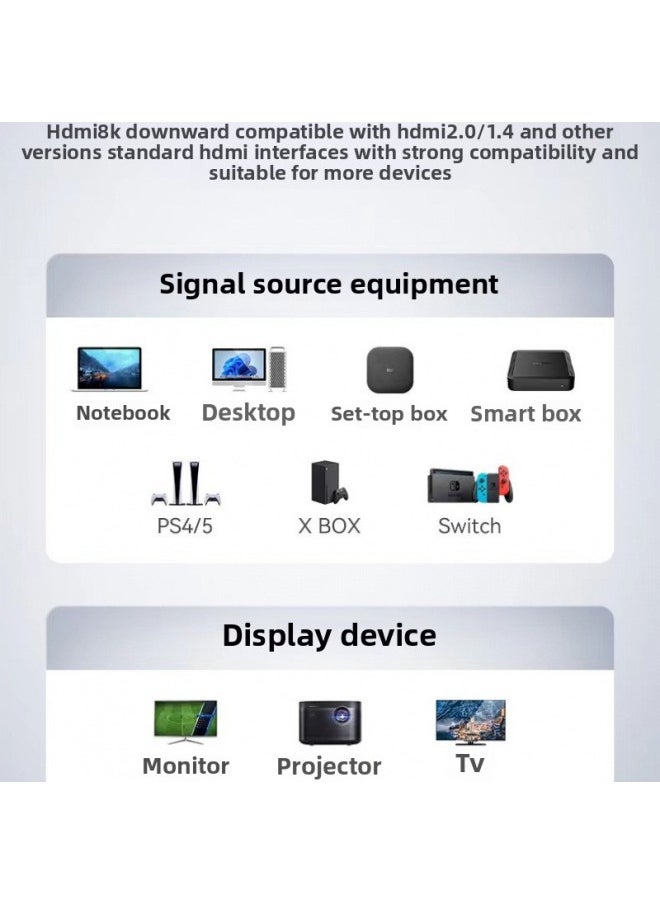 Generic - HDMI Line 8K Hd Line Set-top Box TV Hd Line Computer Line Computer Monitor Projector Monitoring Line 4K-Color:Version 2.0 True 4k [hdmi Cable]-Line Length:3m - Image 1