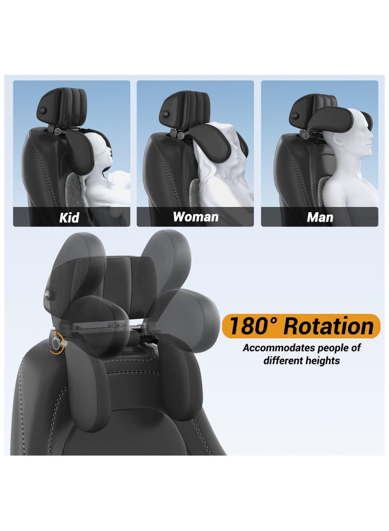 Car Headrest Pillow, Thickened Memory Foam Headrest, Neck Support Pillow, 180° Adjustable Car Headrest, U- Shaped Design, Travel Car Sleeping,Suitable for Kids and Adults (Black) - Image 3
