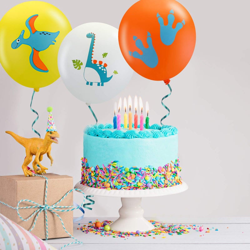 Skylety 40 Pieces Dinosaur Latex Balloons With 32.8 Feet Green Ribbon - Birthday Party Supplies and Decorations - Image 5