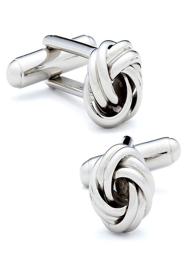 Peora Classic Silver Knot Cufflinks Set Office Formal Wedding Shirt Jewellery for Men Business Corporate Gift - Image 1