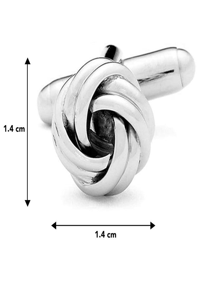 Peora Classic Silver Knot Cufflinks Set Office Formal Wedding Shirt Jewellery for Men Business Corporate Gift - Image 4