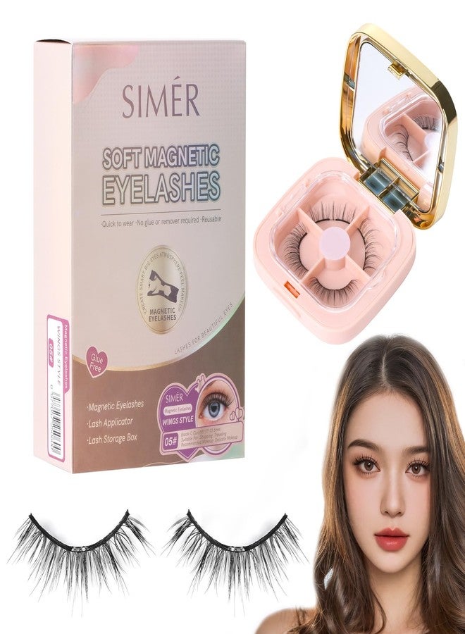 SIMER Magnetic Eyelashes, Soft Dual Magnets Eyelashes with Applicator, Natural Look Reusable No Glue & No Makeup Remover Needed, Style 06 - Image 1