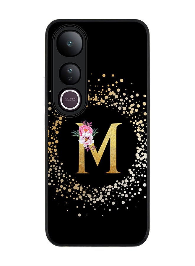 Stylizedd For vivo V50 Lite Case,Slim fit Camera Protection, Shockproof Thin Phone cover  - Custom Monogram Floral - M ( Black )