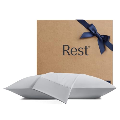 REST® Evercool®+ Cooling Pillowcases Standard - 2 Pillowcases for Sensitive Skin, Silver Infused Fabric for Hygienic Sleep, Silky Smooth for Curly Hair, High Elastic for Snug Fit (19x29 inches) - Image 1
