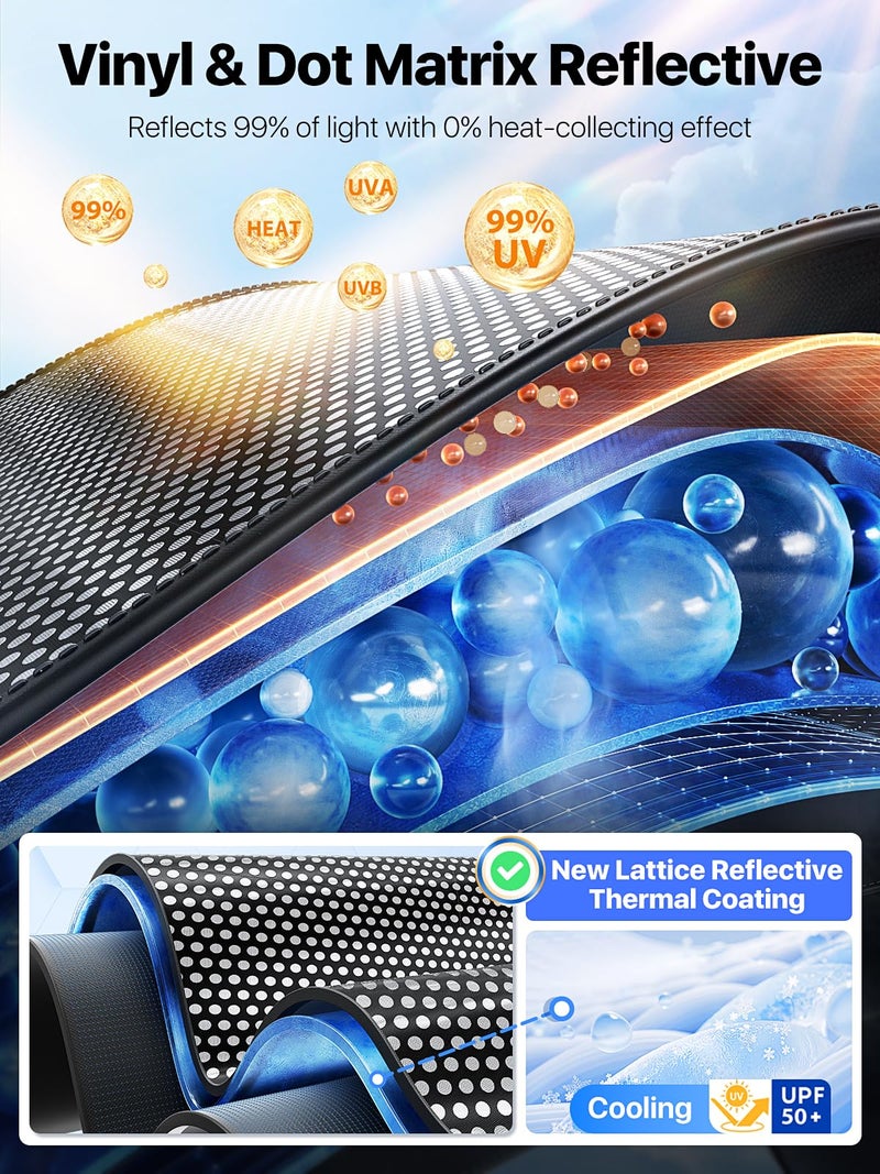 Nmoiss 2026 Upgraded Nmoiss Car Windshield Sun Shade [Dot Matrix Reflective Coating] Extended Edge No Light Leakage Design Cooling Protect Car Interior from UV Damage Medium - Image 3