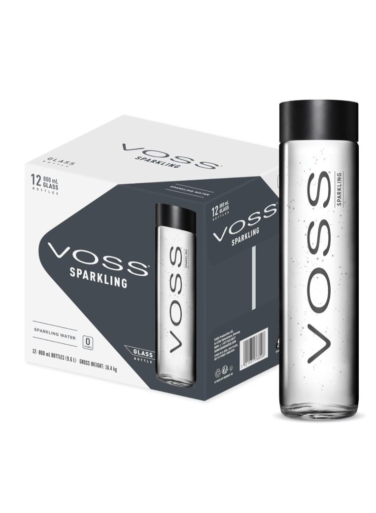 Voss Sparkling, Glass Bottle, 800 ml (Pack Of 12) - Image 1
