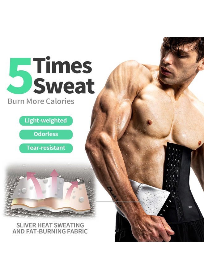 BVVU Waist Trainer Trimmer for Men,Mens Waist Trainer Tummy Control Sweat Wrap, Black, M - Image 3