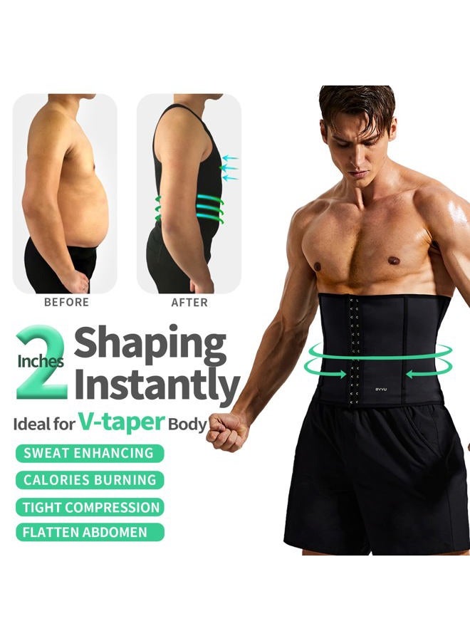 BVVU Waist Trainer Trimmer for Men,Mens Waist Trainer Tummy Control Sweat Wrap, Black, M - Image 2