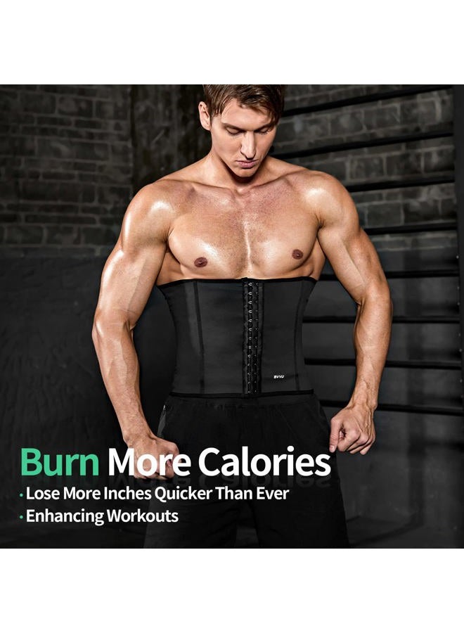 BVVU Waist Trainer Trimmer for Men,Mens Waist Trainer Tummy Control Sweat Wrap, Black, M - Image 5