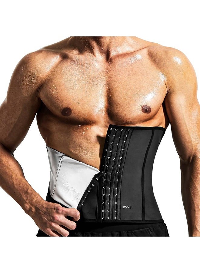 BVVU Waist Trainer Trimmer for Men,Mens Waist Trainer Tummy Control Sweat Wrap, Black, M - Image 1