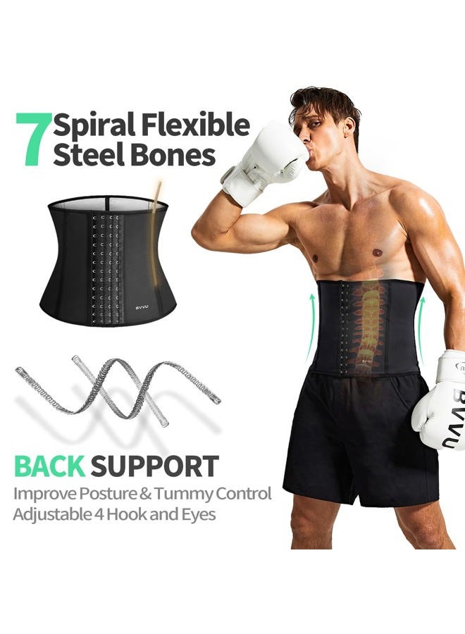 BVVU Waist Trainer Trimmer for Men,Mens Waist Trainer Tummy Control Sweat Wrap, Black, M - Image 4