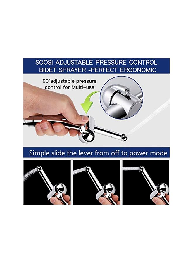 The Bros Handheld Bidet Sprayer for Toilet, 90Precision Pressure Control (Jet/Soft) Spray Hand Held Bidet for Toilet Baby Cloth Diaper Sprayer Brass Valve Core w/Ceramic Disk Seals Wall&Toilet Mount - Image 2
