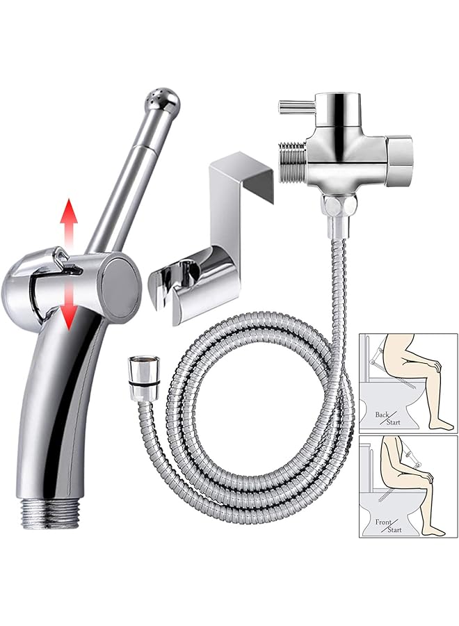 The Bros Handheld Bidet Sprayer for Toilet, 90Precision Pressure Control (Jet/Soft) Spray Hand Held Bidet for Toilet Baby Cloth Diaper Sprayer Brass Valve Core w/Ceramic Disk Seals Wall&Toilet Mount - Image 1